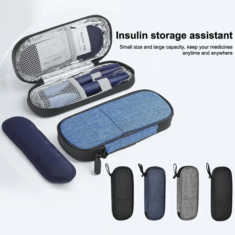 Étui isotherme pour insuline avec 2 blocs réfrigérants réutilisables, sac de rangement pour médicaments, solution portable pour les voyages et les activités de plein air