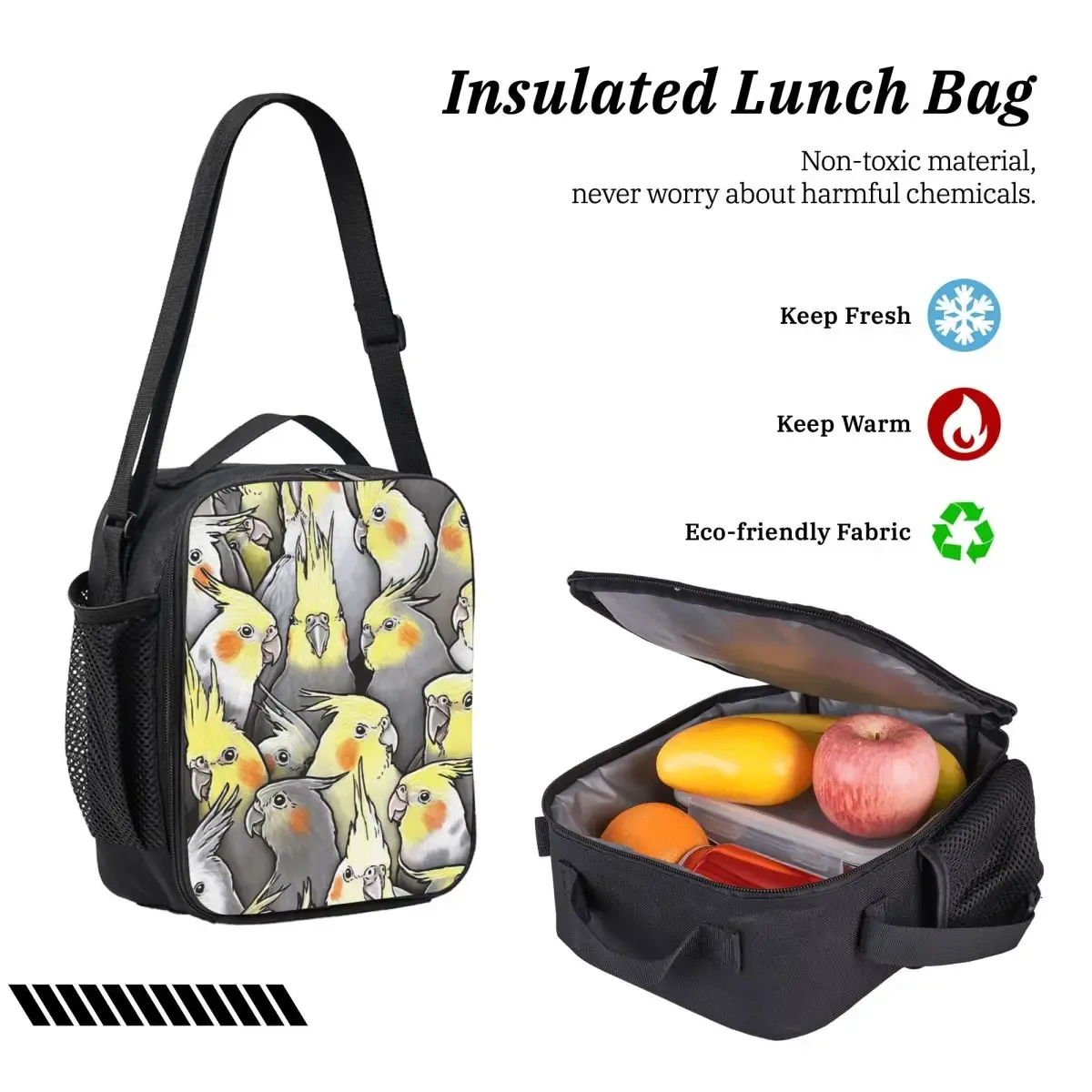 sac à dos cockatoo cockatiel parrot galore, sac d'école, sac à bandoulière pour ordinateur, 3 pièces, sac à déjeuner isotherme, trousse à crayons
