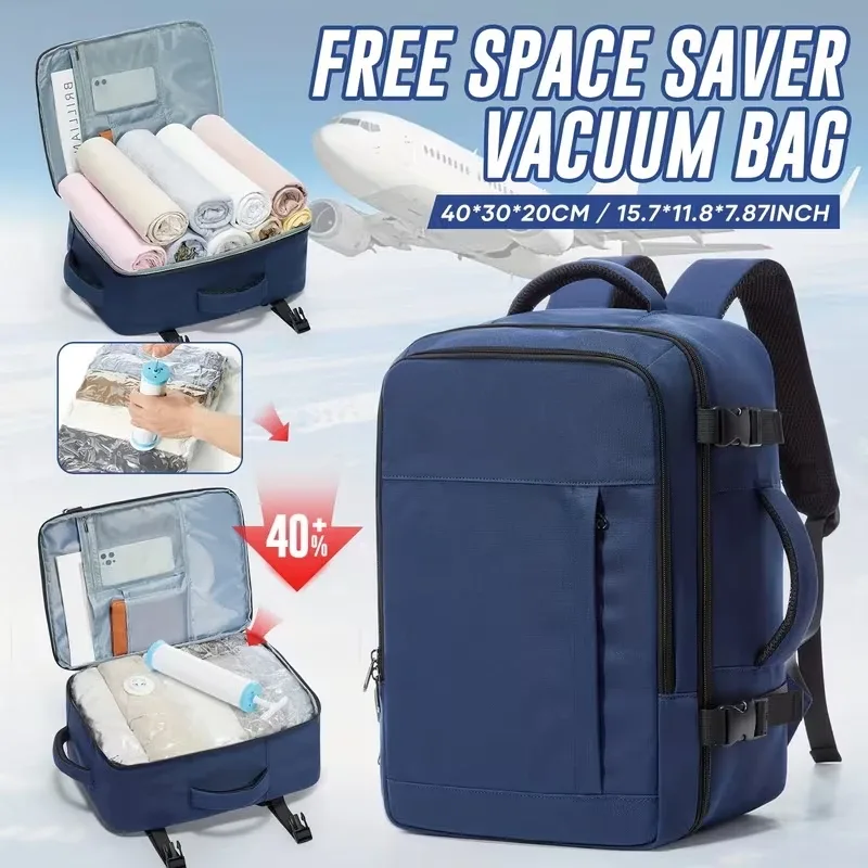 ryanair sac de cabine 40x30x20 cm sac à dos de voyage sous le siège, sac à dos de randonnée en plein air pour hommes avec sac sous vide séparé + scelleuse sous vide