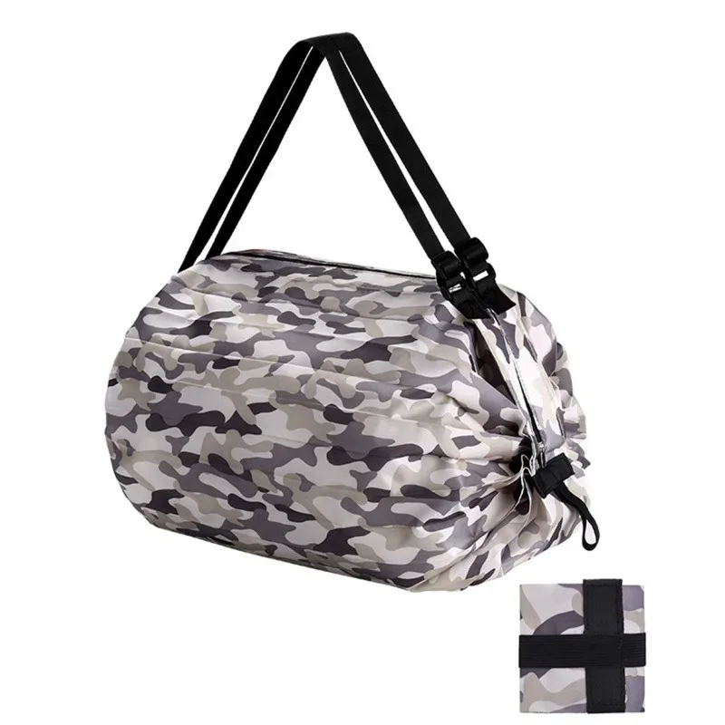 sacs de courses pliables, sac de rangement pliable avec poignée, sacs à main de camouflage de voyage portables, sac en nylon de grande capacité