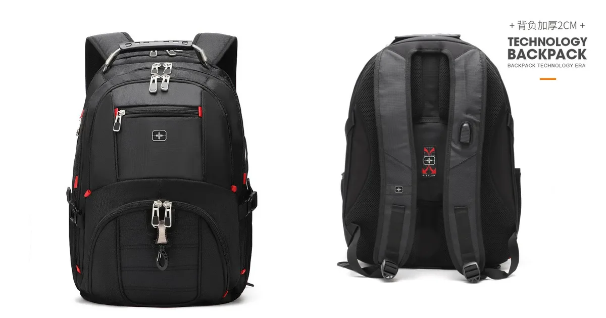 sac à dos suisse pour hommes 17.3 pouces ordinateur portable école sacs de voyage unisexe grande capacité sac à dos étanche mochila d'affaires
