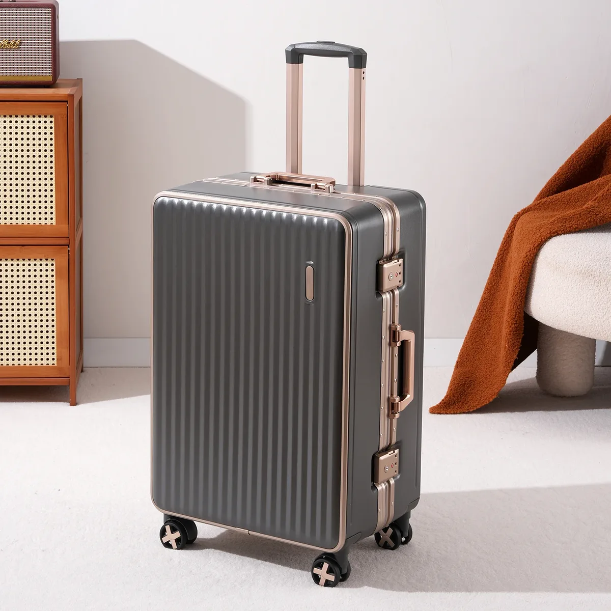 valise de voyage de haute qualité, nouvelle collection, 20 pouces, avec cadre en aluminium, en abs+pc épaissi, disponible en 22/24/26/28 pouces
