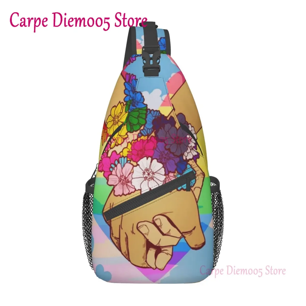 sac à bandoulière arc-en-ciel pour hommes, sac à dos de poitrine pour randonnée