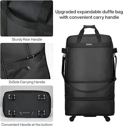 2025 nouveau sac de bagage à main pliable et extensible, sac de voyage à roulettes universel, grande capacité, étanche, pour affaires