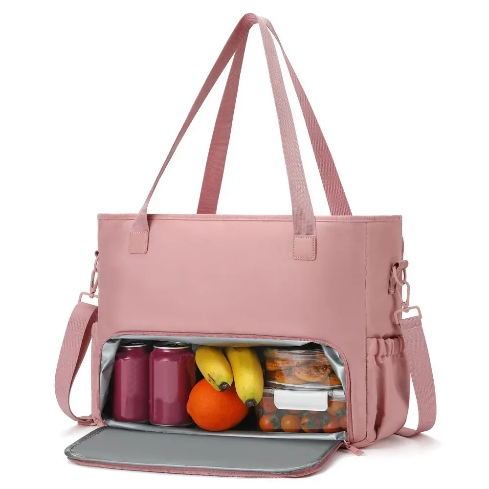 sac fourre-tout 2-en-1 isotherme grande capacité pour femme, avec compartiment pour ordinateur portable 15,6 pouces et compartiment repas, sac à main pour le travail