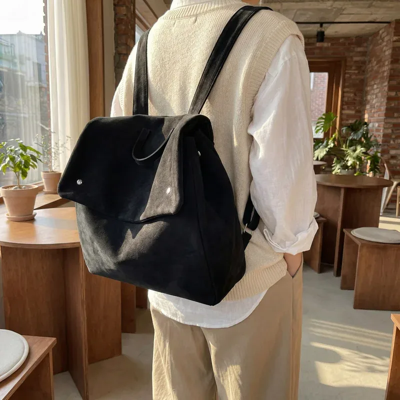 sacs à dos style preppy rétro, niche de luxe, sacs de livres à rabat en daim haut de gamme pour étudiants, grand sac à bandoulière de voyage, nouvelle collection 2026