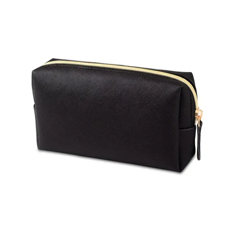 sac de maquillage pour femmes en cuir pu imperméable, couleur unie, trousse de toilette de voyage, organiseur de rangement cosmétique portable