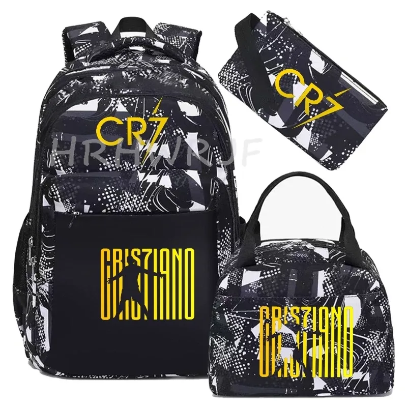 sacs à dos de sport cr7 camouflage avec sac à lunch, sacs d'école décontractés en toile pour hommes et femmes, sac à dos simple à double épaule, sac de voyage pour ordinateur portable