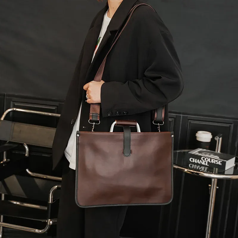 porte-documents d'affaires de luxe pour hommes, sac à bandoulière en cuir crazy horse de bonne qualité pour ordinateur portable, sac à main pour hommes