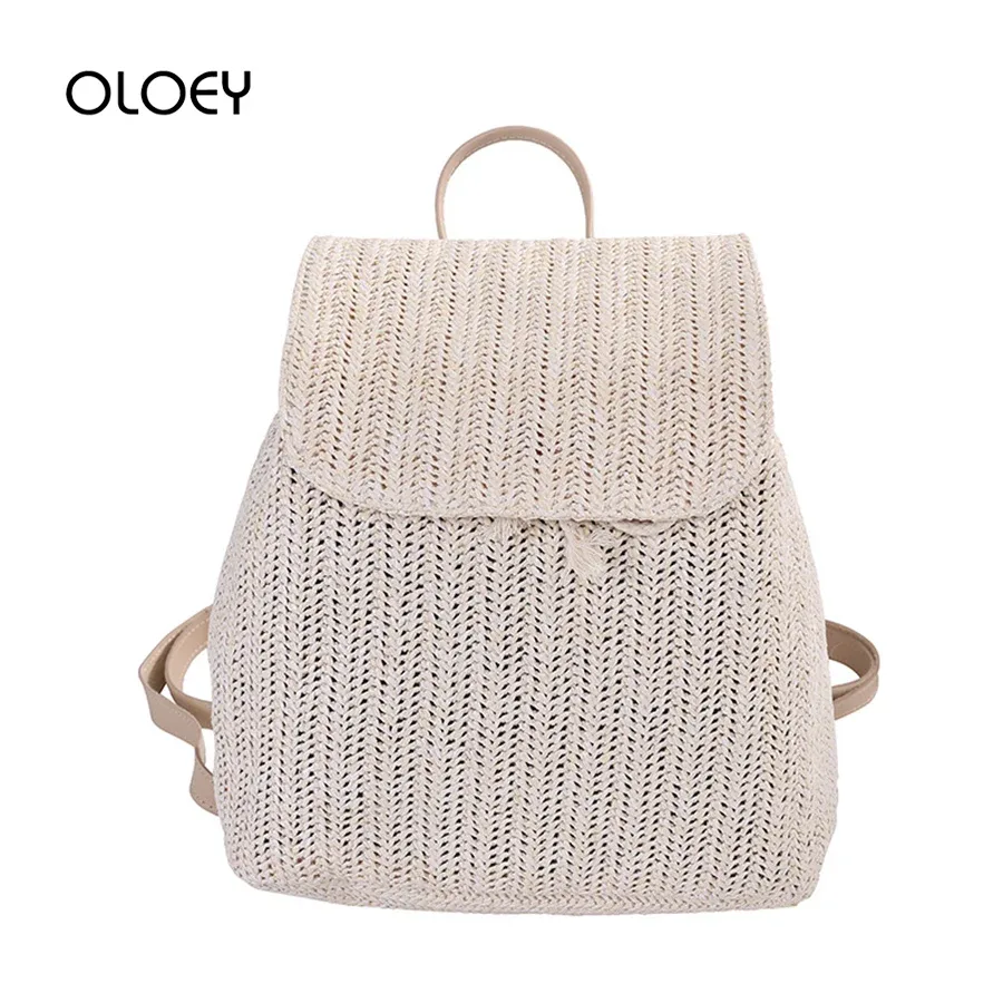 sac à dos tissé en paille pour femmes, sacs initiés, sacs à dos d'été pour adolescentes, sac de voyage féminin, sac à dos de nettoyage, qualité, mode