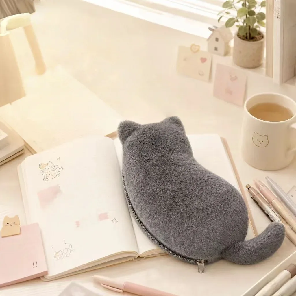 étuis à crayons en peluche chat mignons, grande trousse de maquillage coréenne souple et de grande capacité, excellent cadeau pour noël, les fêtes et les anniversaires