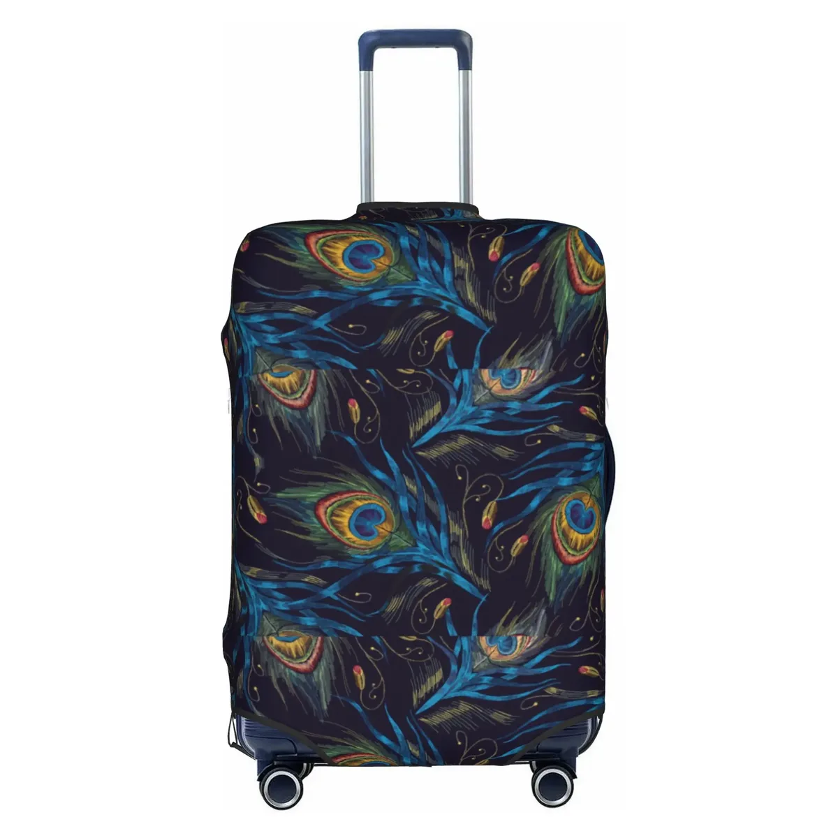 housse de protection pour bagages, motif paon amusant, violet clair sur violet, housse de valise de voyage élastique à motif animal