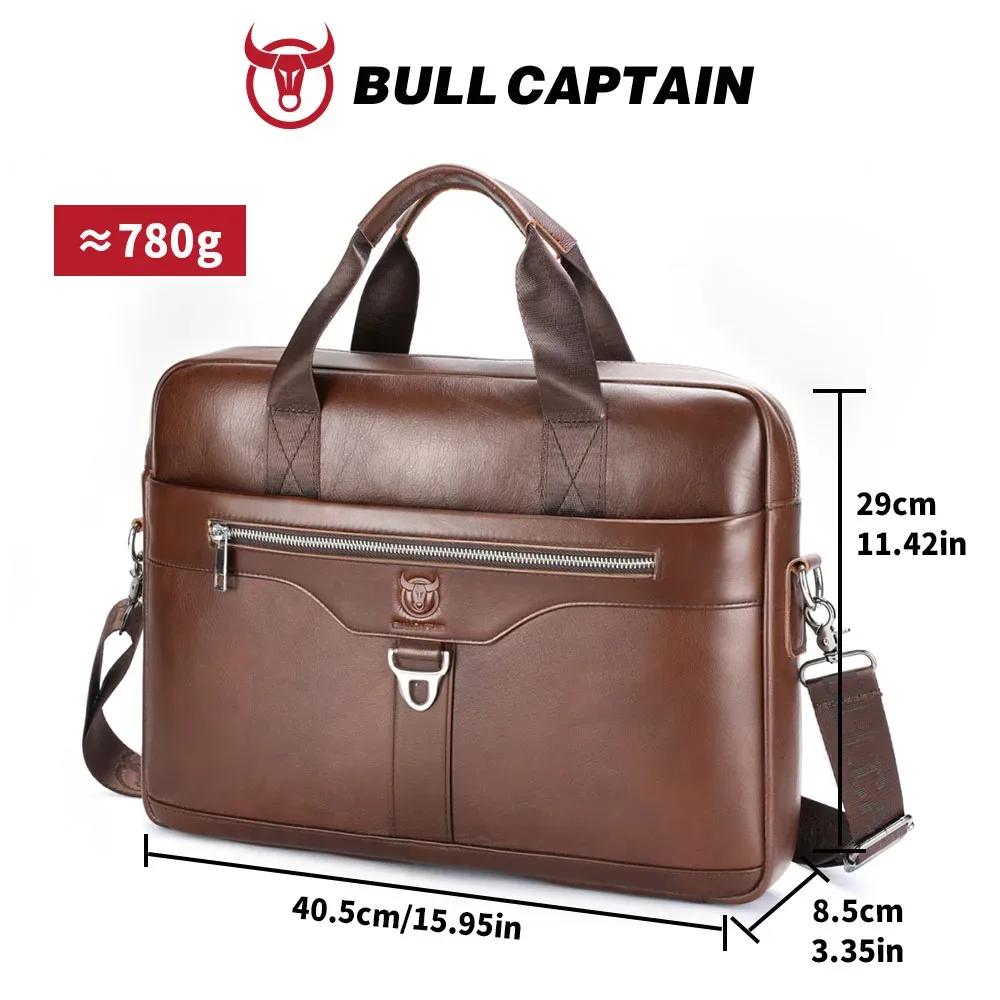 bullcaptain sac à main en cuir véritable pour homme, sac d'affaires vintage pour ordinateur portable, sac messager grande capacité, sac à bandoulière pour le travail