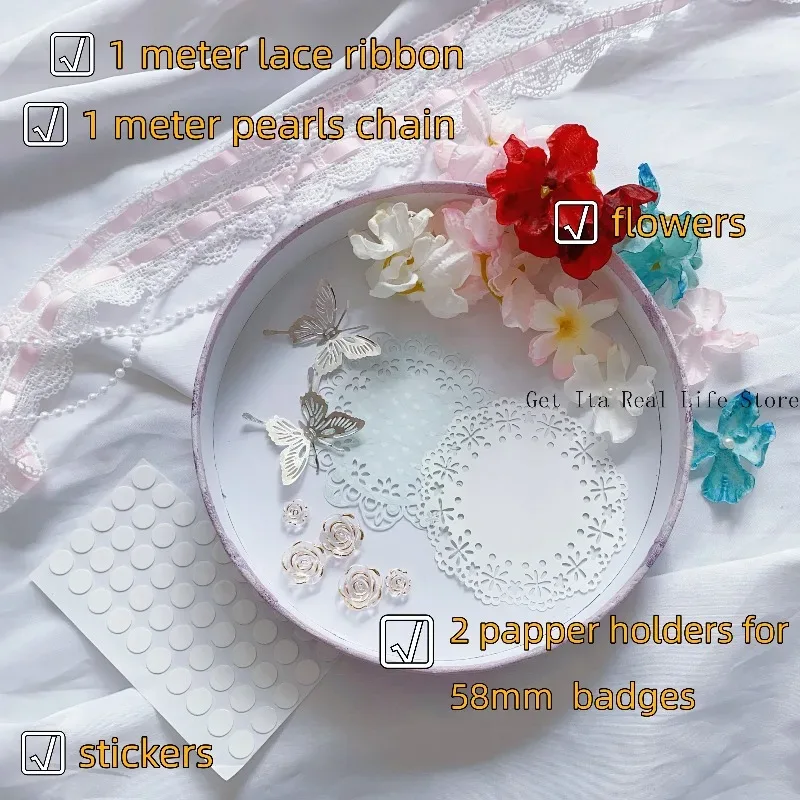 kits de décoration pour sac ita avec rosettes rouges, accessoires pour sac ita pour femmes, style japonais, ensemble de fleurs pour sac à dos ita anime pour filles h337