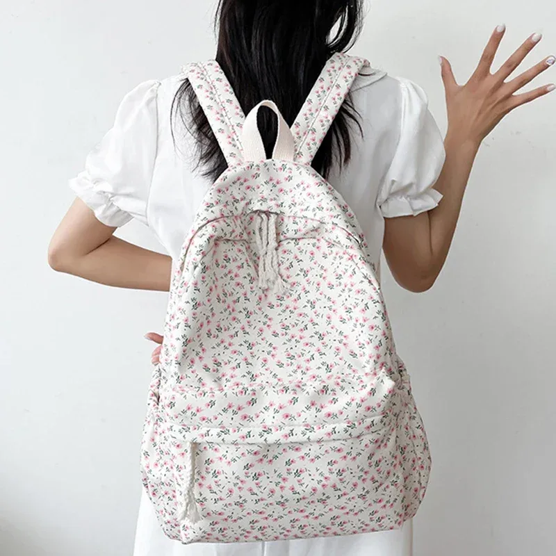 version coréenne nylon sac à dos à fleurs école fleur mode sac à dos junior lycée sac à dos sac de voyage
