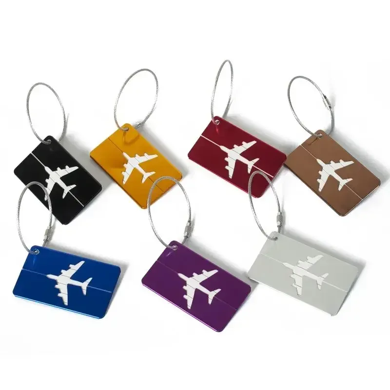 étiquette de bagage de voyage créative et décontractée en alliage d'aluminium, porte-adresse d'identification de valise, étiquettes de bagage d'embarquement, étiquette portable