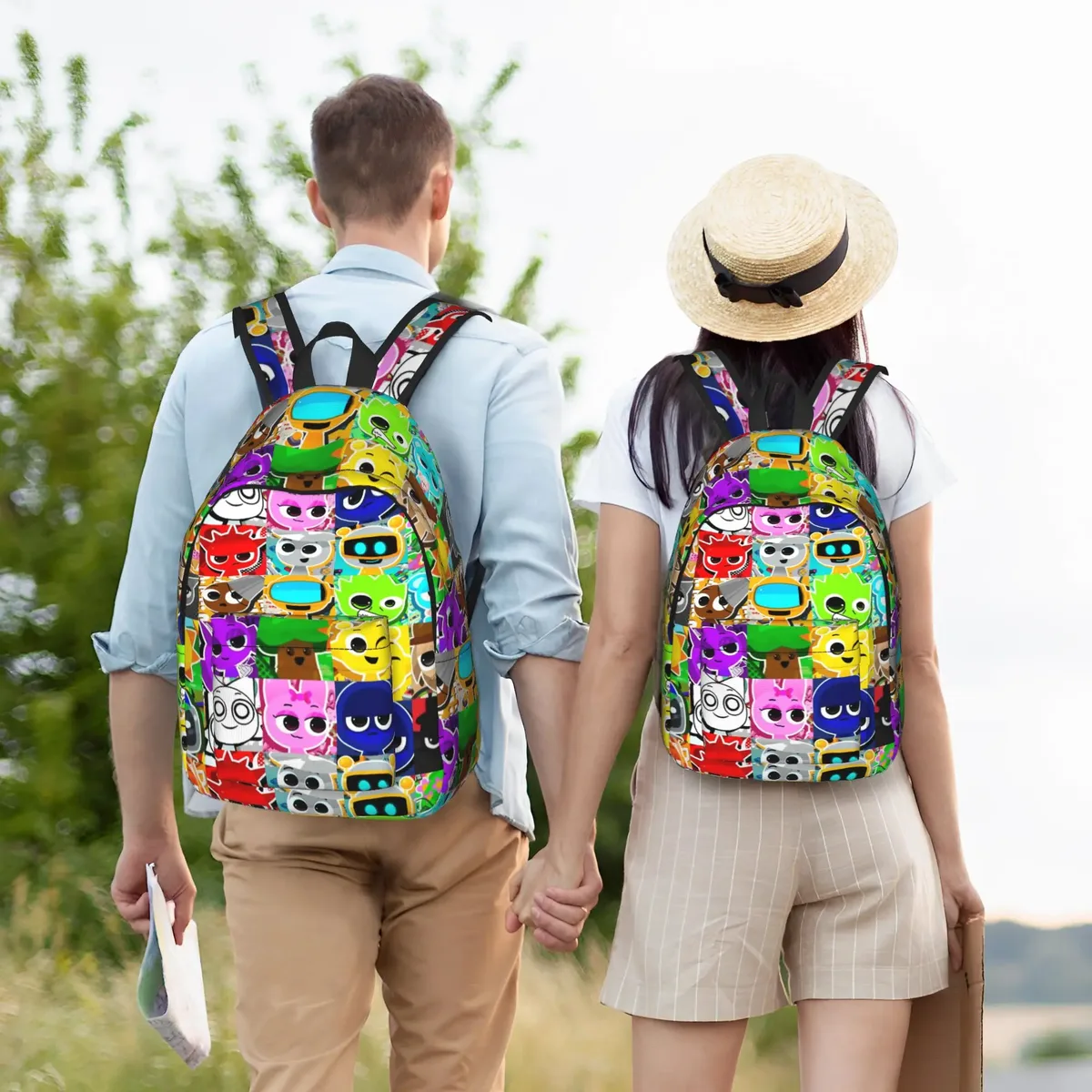 sac à dos s-sprunkis pour étudiants, sacs à dos imprimés en polyester, sacs de lycée à la mode, sac à dos coloré pour randonnée