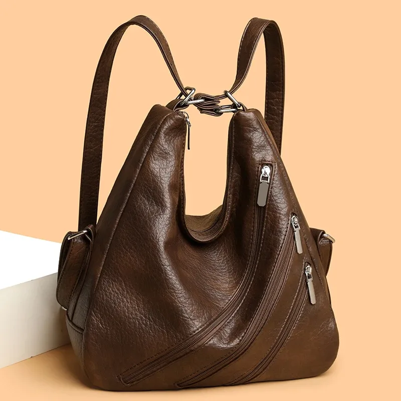 sac à dos en cuir pu de haute qualité pour femmes, sac à dos de grande capacité pour les déplacements, les voyages, l'école, sacs à bandoulière pour femmes
