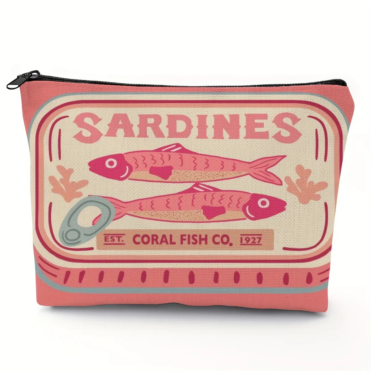 trousse de maquillage unisexe légère et durable – design vintage sardines olive oil