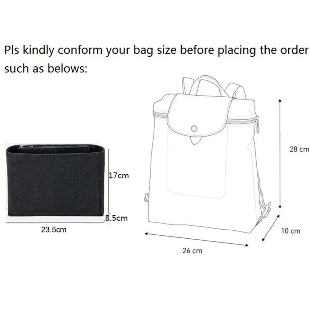 sac de voyage en feutre pour femme, sac à main, sac à dos, doublure d'insertion, organisateur de sac à main, poudres
