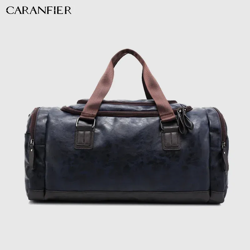 caranfier hommes sac à main en cuir pu grande capacité sac de voyage multi-fonction sacs à bandoulière hommes épaule étanche vintage sacs à main