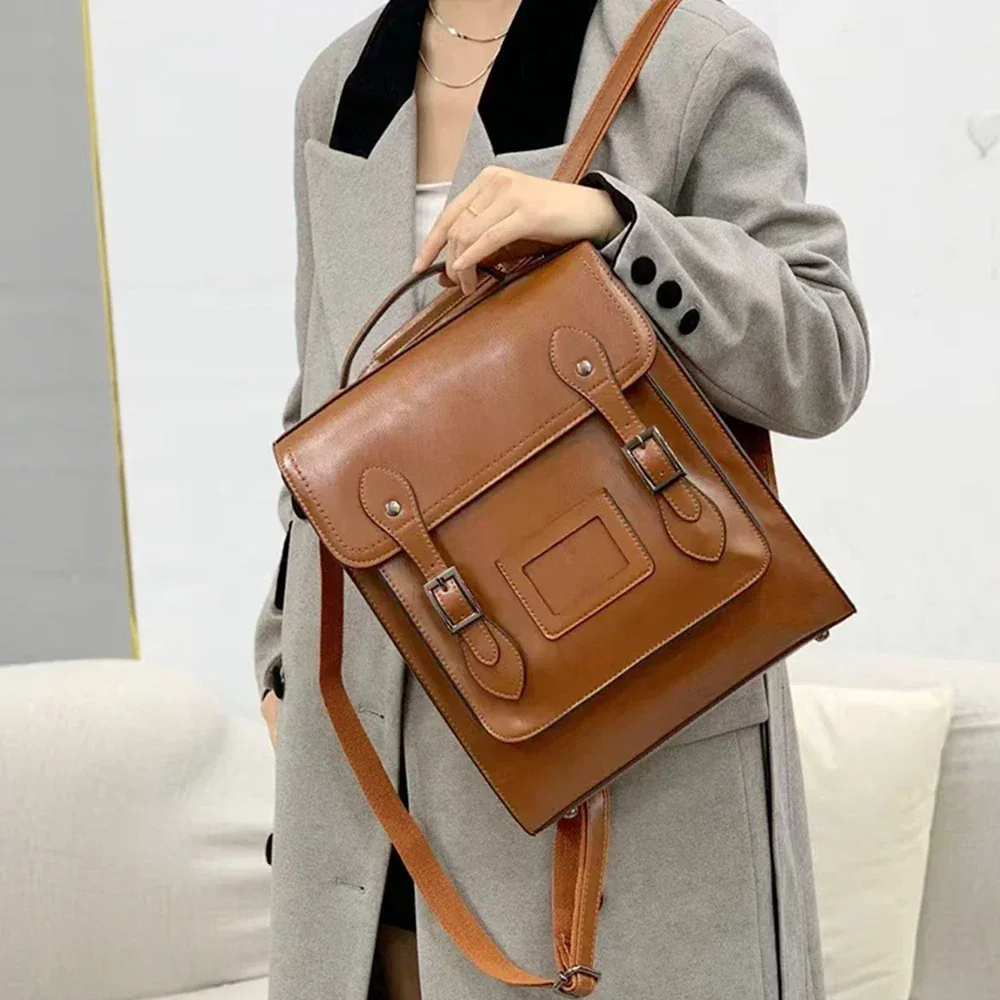 Sac à dos pour femmes, sac à bandoulière en cuir véritable, sac d'école pour filles, sac à dos pour ordinateur portable en cuir de vache véritable, sacs messagers