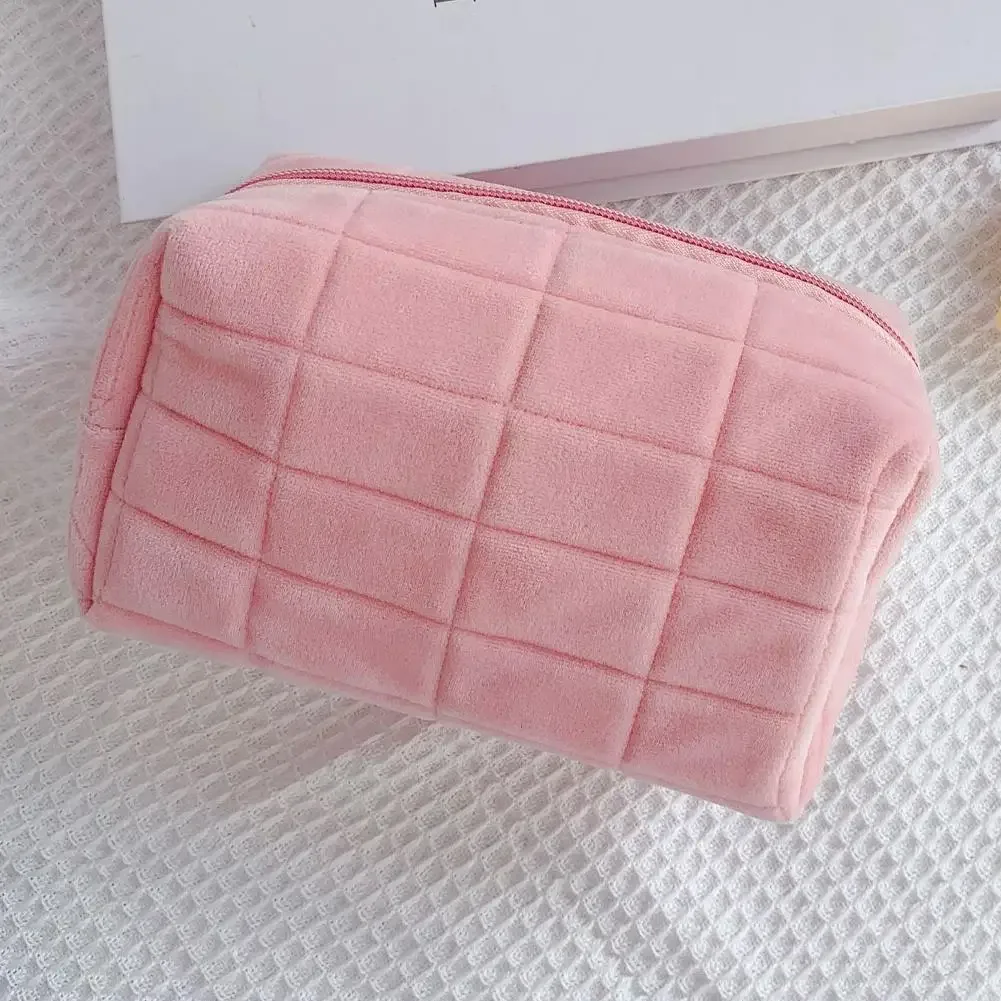 trousse de maquillage portable haut de gamme avec fermeture éclair, sac de voyage cosmétique couleur unie, pochette de toilette et sac de rangement