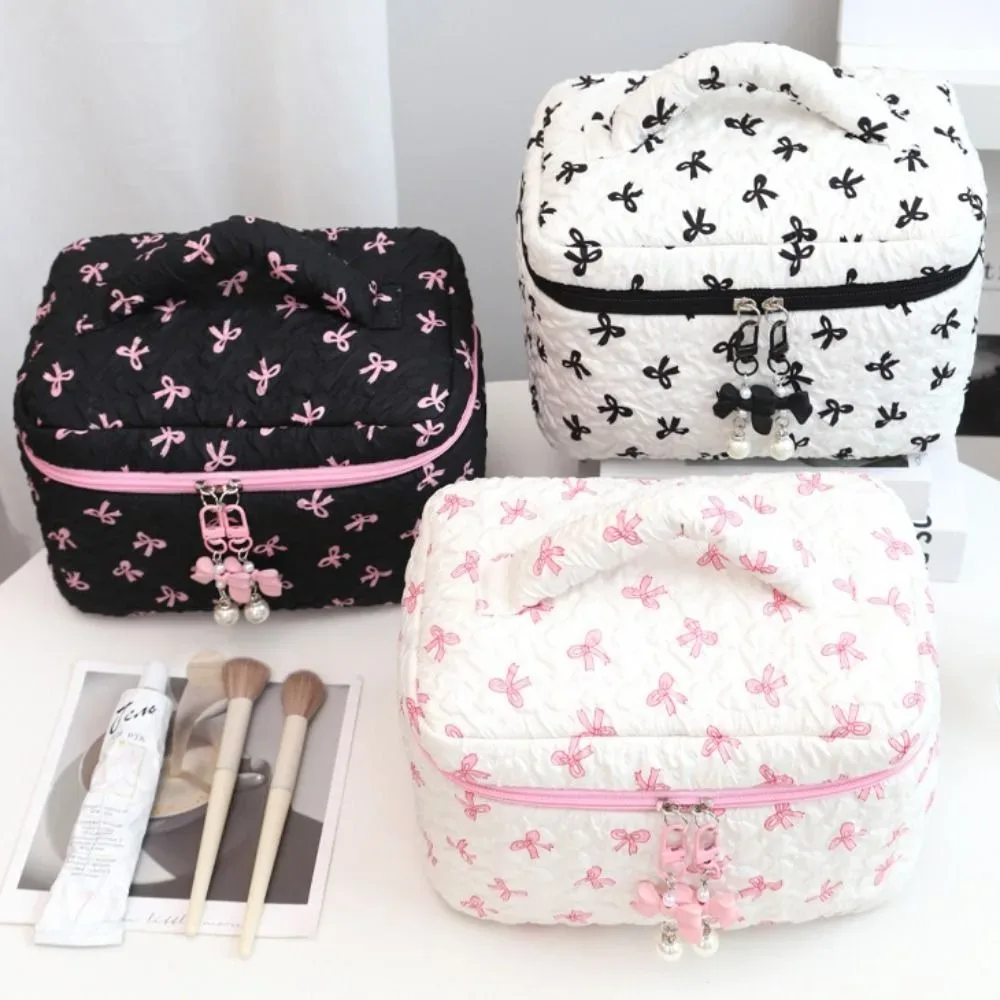 sac à cosmétiques imprimé grande capacité, rangement de documents roses, pochette de maquillage en poudre, sac de voyage, mode, bow107