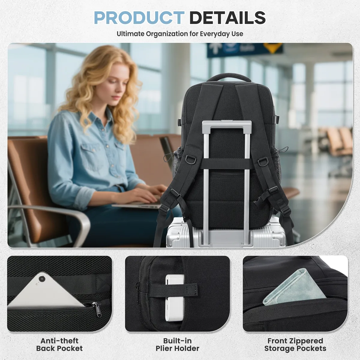sac à dos de randonnée à compression sous vide pour homme, sac à dos sous vide avec pompe, bagage à main, grande capacité, sac à dos de voyage décontracté