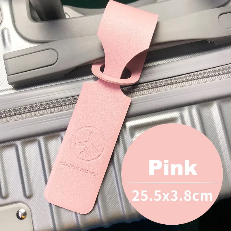 étiquette de bagage en cuir pu pour hommes et femmes, étiquette d'identification portable, étiquettes de bagage de valise, porte-adresse d'identification de nom, accessoires de voyage, 1pc