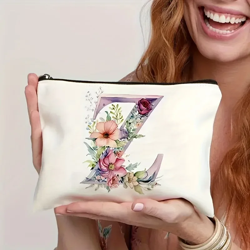 trousse de maquillage pour femme a-z lettre motif créatif sacs de maquillage sac de rangement sacs à fermeture éclair pochette de maquillage