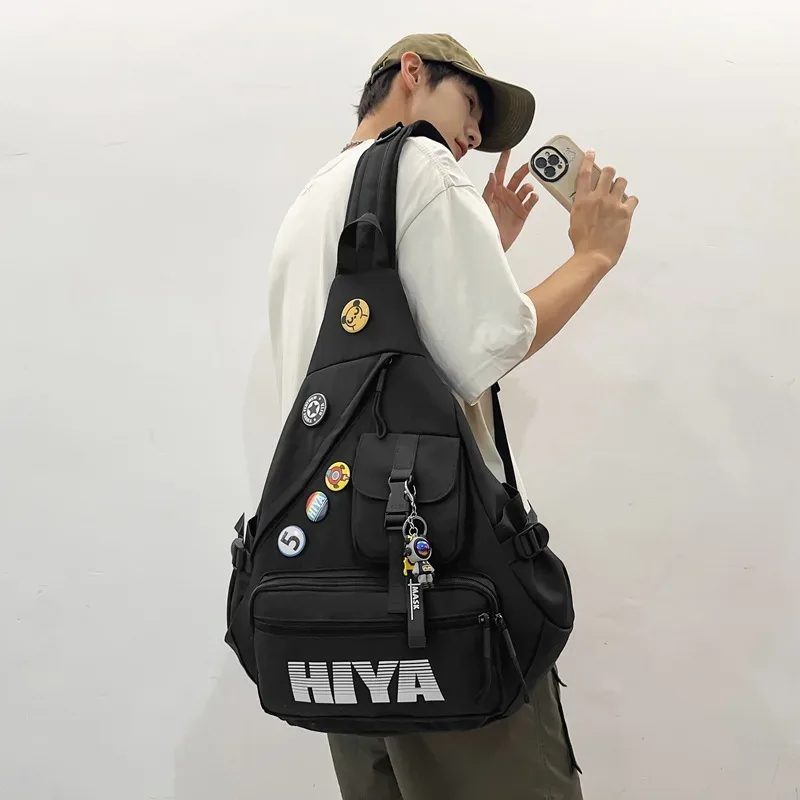 sac à bandoulière hip hop étanche multifonction pour hommes et femmes, sac à dos unique initié, sac de poitrine de sport de moto, style japonais