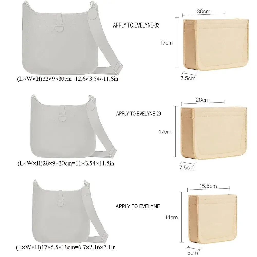 nouvel insert de sac à main en feutre, organisateur de sac portable multi-poches, sac intérieur de voyage pour evelyne 16/29/33