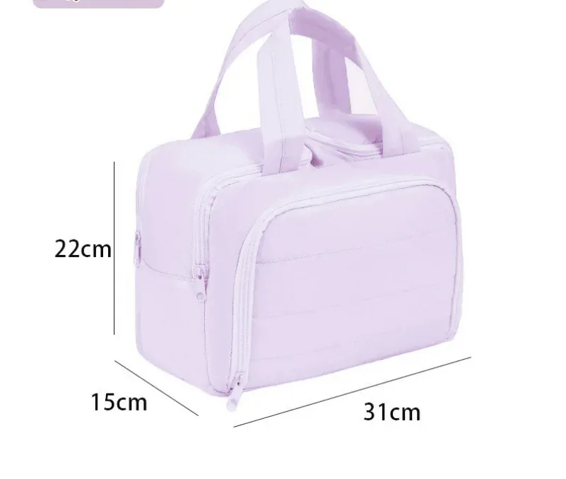trousse de maquillage portable légère et élégante, grande capacité, compartimentée, double ouverture, pochette de voyage pour articles de toilette