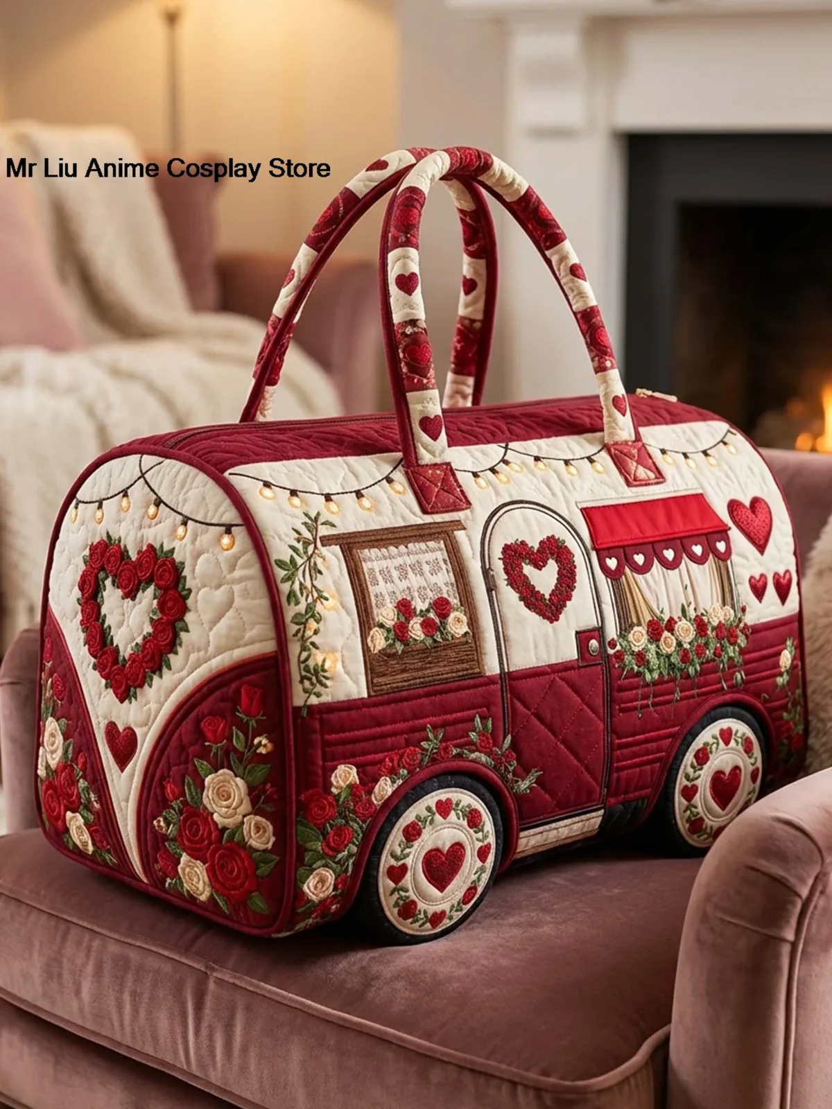 sac de voyage matelassé en forme de cœur pour camping-car, élégant sac à main, sac de sport, randonnée, camping