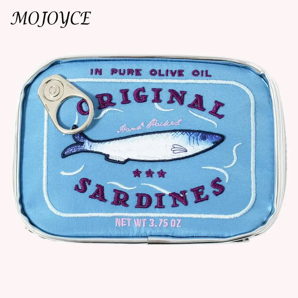 trousse de toilette mignonne portable pour femme, sardines en conserve, sac cosmétique de voyage, multifonction, mode créative, fermeture éclair, week-end, vacances