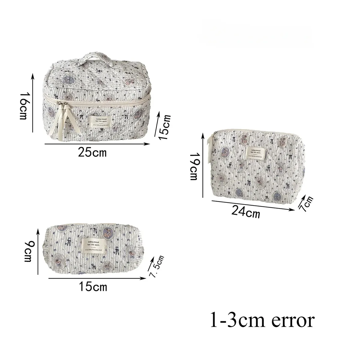 sacs à main de voyage portables pour femmes, trousse de maquillage, sac de rangement pour dames, sacs à cosmétiques avec nœud doux, ours de dessin animé