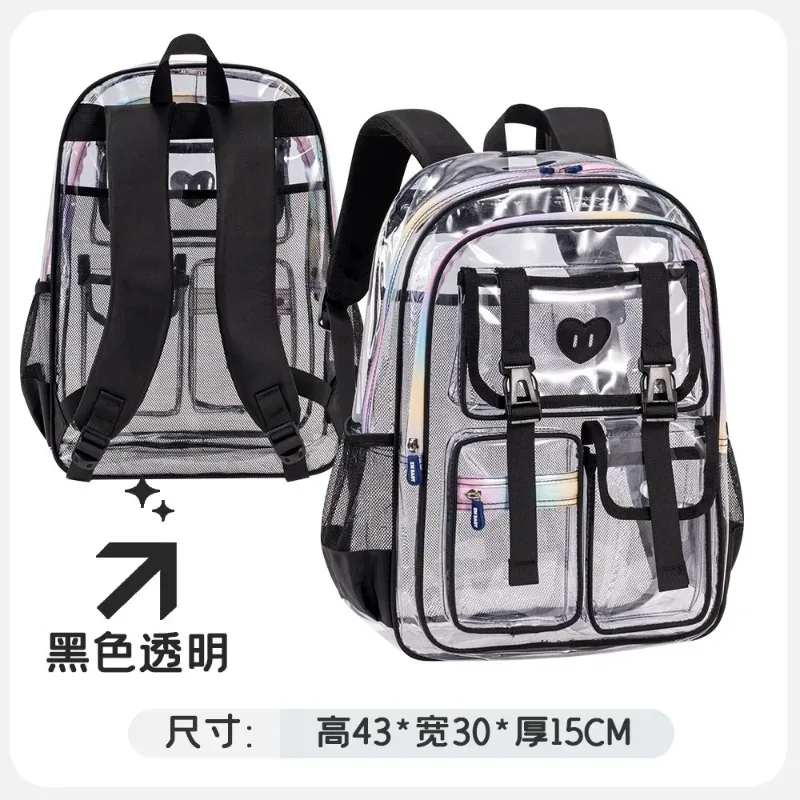sac à dos transparent en pvc pour filles et enfants, sac d'école léger et transparent pour enfants, pour l'école quotidienne et les voyages
