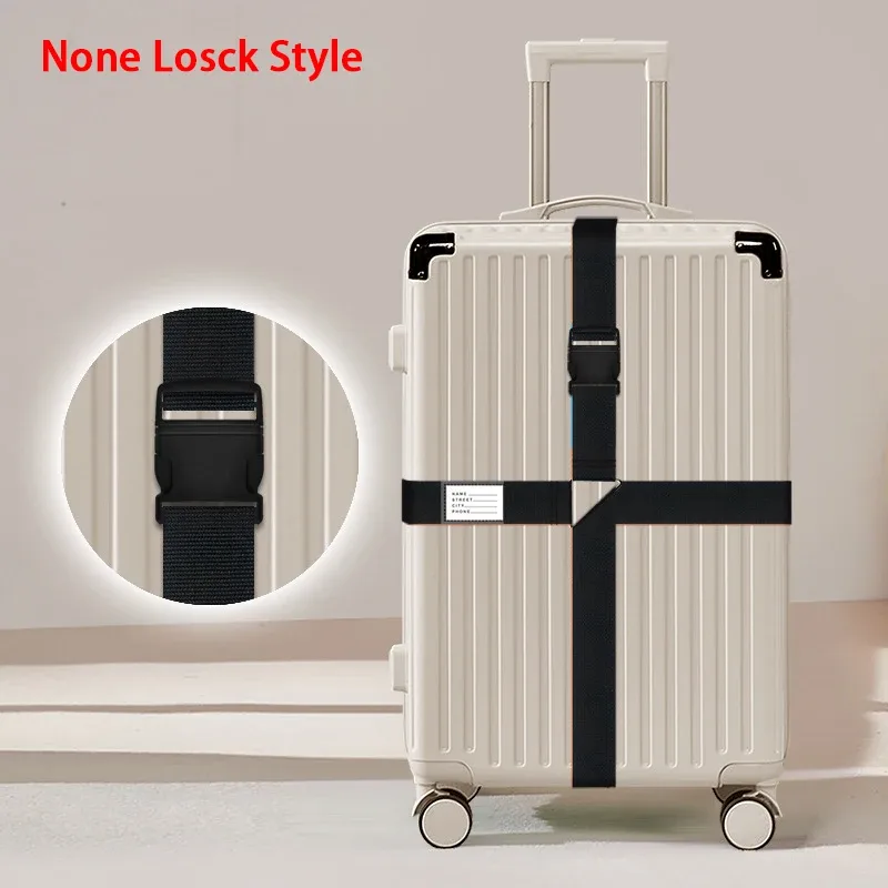 sangles de bagages en nylon avec porte-carte d'identité, réglables, pour l'organisation des bagages, avec serrure à combinaison, accessoires de voyage anti-perte