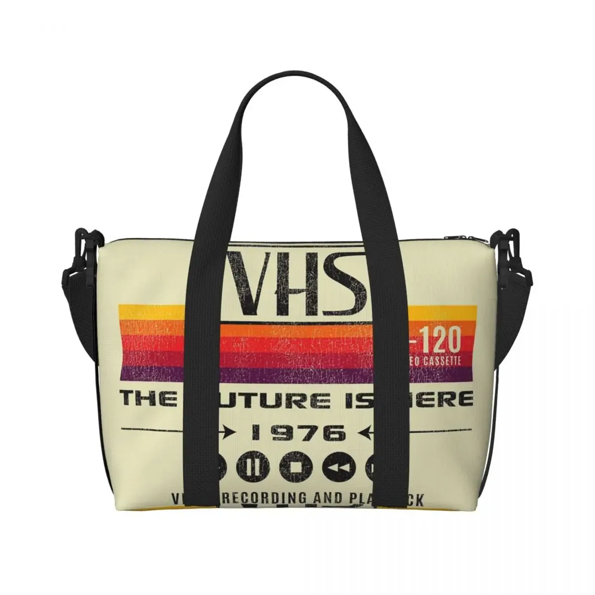 vhs le futur est ici 1976 sac de voyage de plage lts usé sacs fourre-tout de grande capacité pour le sport femmes shopping sac à bandoulière