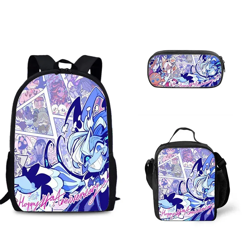 jeu de biscuits sac à dos étudiant ensemble de trois pièces ombre lait cookie périphérique sac à dos pour enfants sac de repas ensemble de trousse à crayons