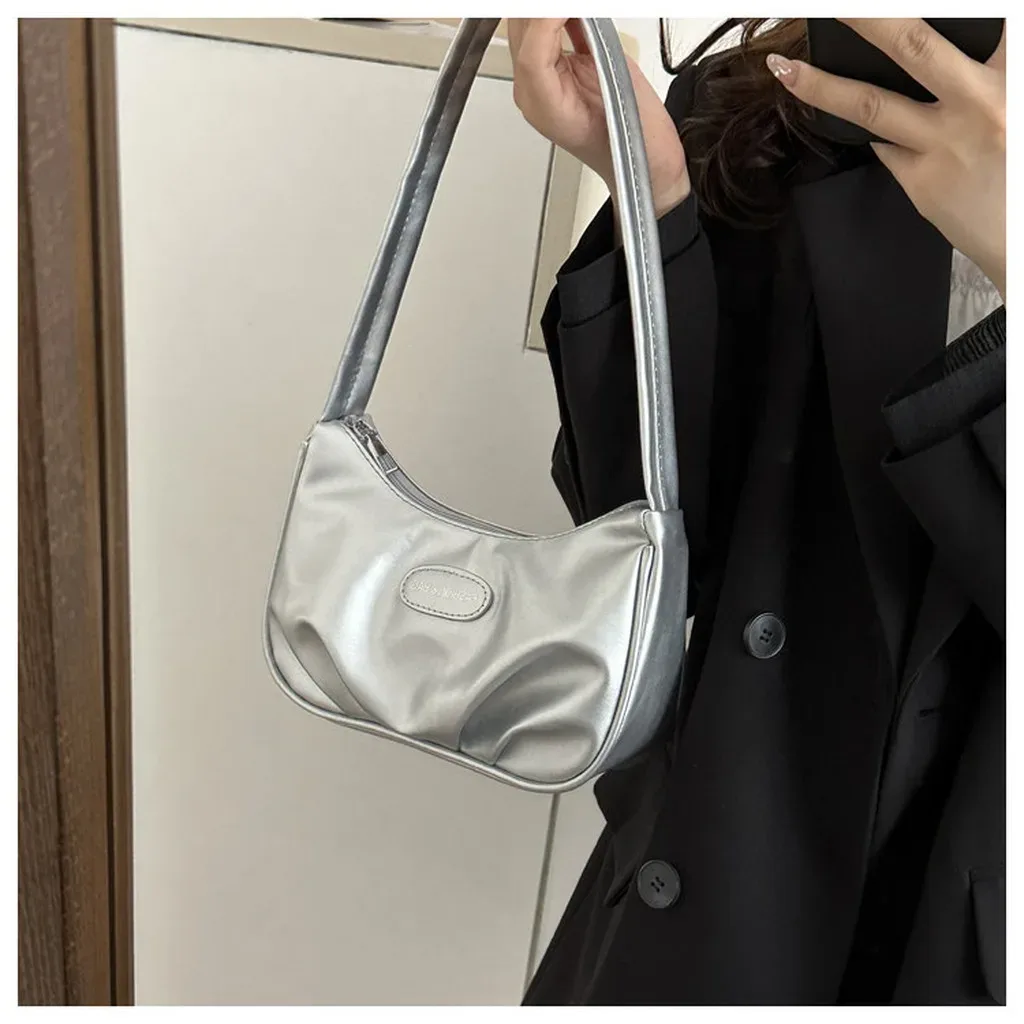 sac fourre-tout en cuir pu, sac à bandoulière croissant de niche, sac à bandoulière pour femme, style urbain pour les sorties, les rendez-vous et le trajet quotidien