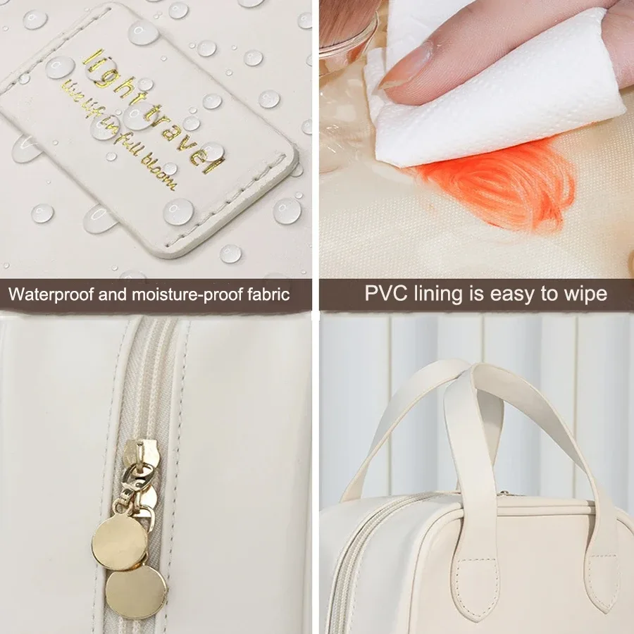grande trousse de maquillage portable pour les voyages d'affaires, en pu imperméable, sac de rangement et de toilette portable