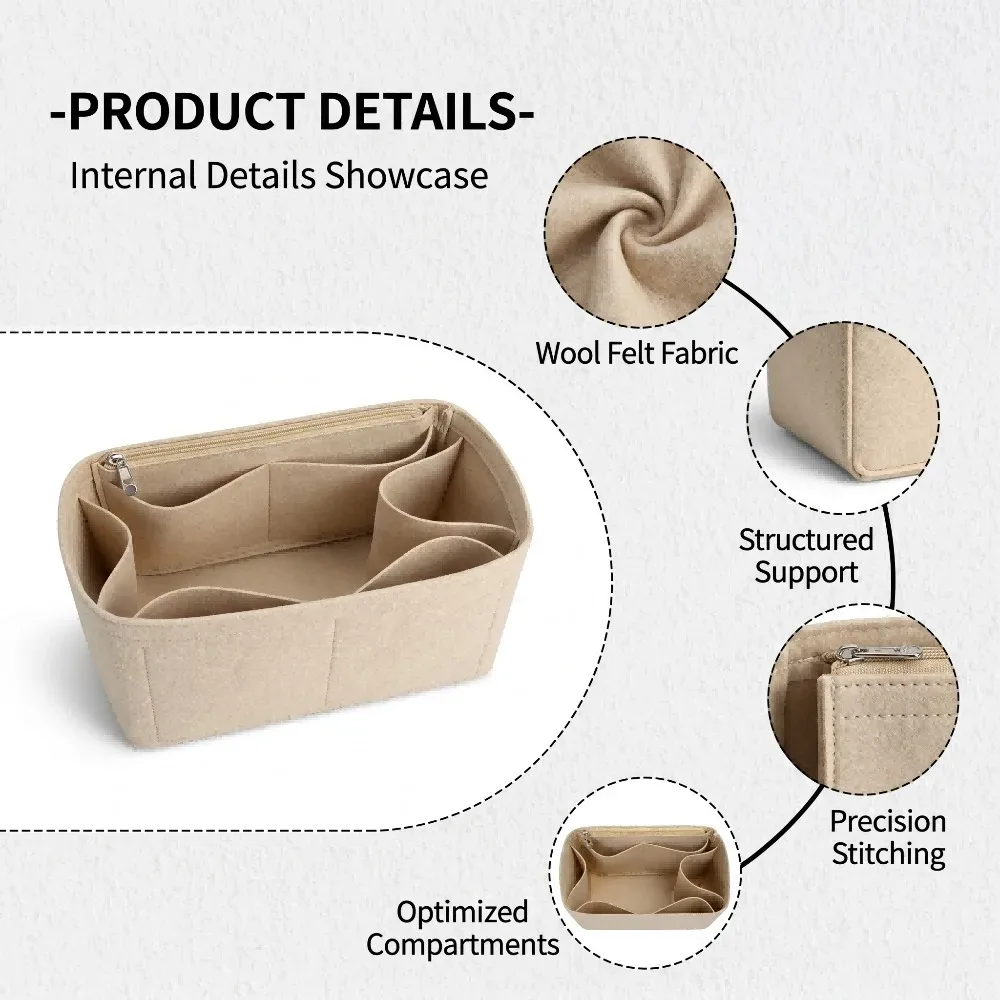 organisateur de sac en feutre, insert de sac à main, pochette de rangement pour panier à légumes, doublure intérieure multi-usages anti-usure