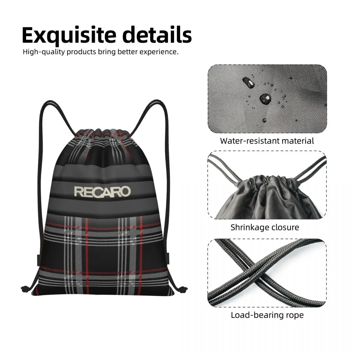 sac à cordon recaros personnalisé pour femmes et hommes, sac à dos de sport portable, sacs à dos d'entraînement