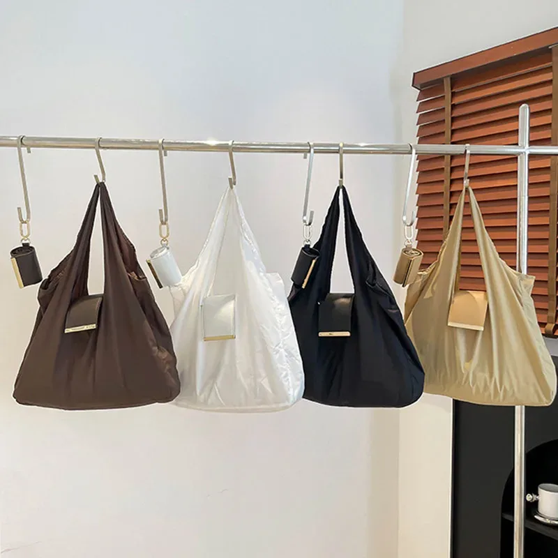 mini sac fourre-tout réutilisable avec porte-clés, léger, écologique, pliable, sac de courses grande capacité, porte-clés extensible, sac pour femme