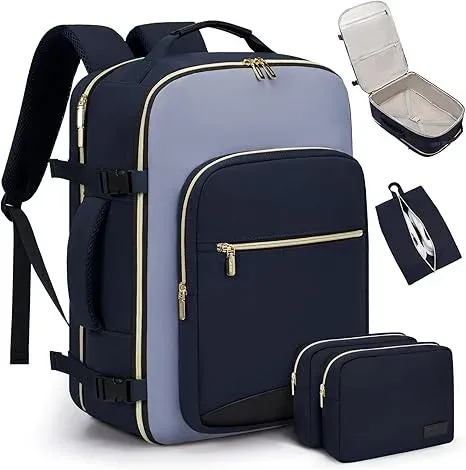 lot de 4 sacs à dos de voyage 40l pour femmes, grand sac à dos cabine pour avions, sac de voyage pour effets personnels, sac de voyage étanche, essentiel de voyage