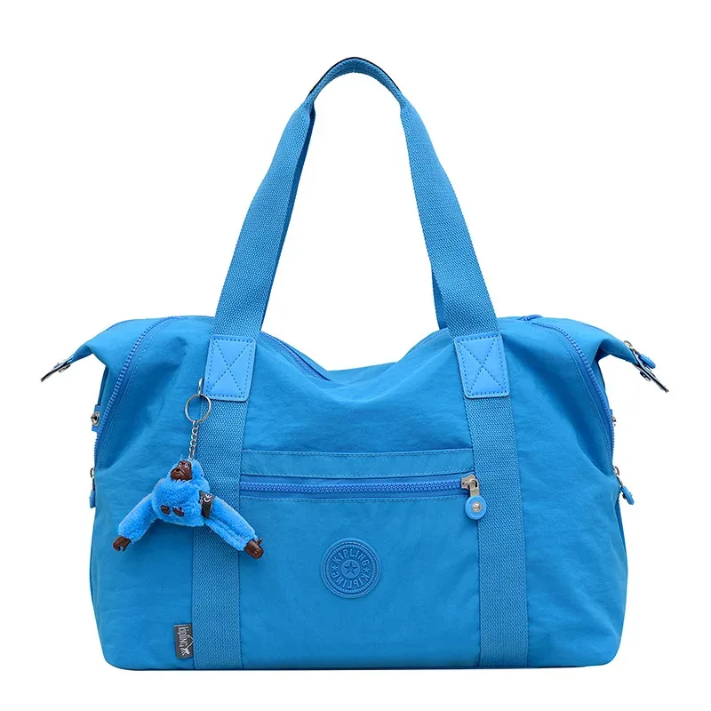 sac de voyage grande capacité en toile lavée, léger, pour courts séjours, sac de sport, avec pendentif singe, sac à bagages unisexe style urbain