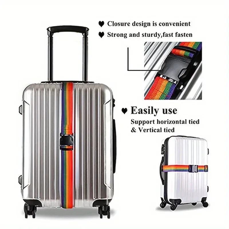 1 pack de sangle de bagage réglable, ceinture de valise, sangle de voyage de couleur vive avec boucle à dégagement rapide
