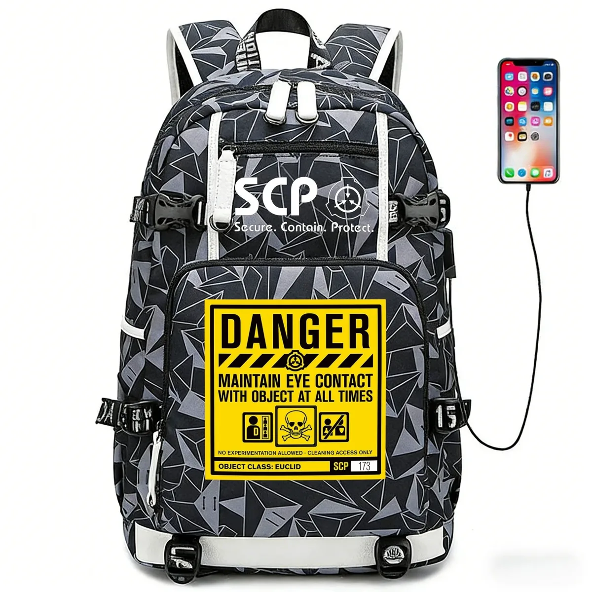 scp secure contain protect sac à dos pour fille et garçon, cartable, grande capacité, sac pour ordinateur portable, étanche, multifonction, chargement usb